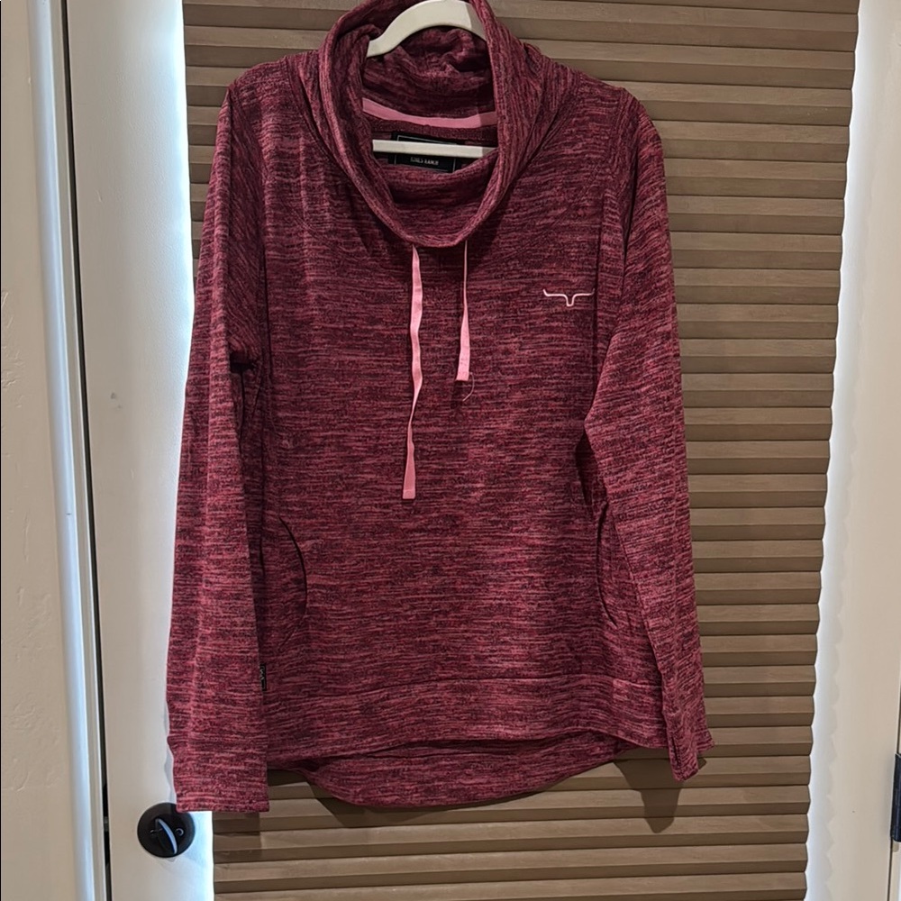 Red Cowl Neck Pullover with Logo